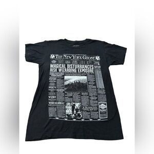 ♥️Fantastic Beasts Black Newspaper Screen Print Tshirt 100% Cotton Unisex Sz Sml